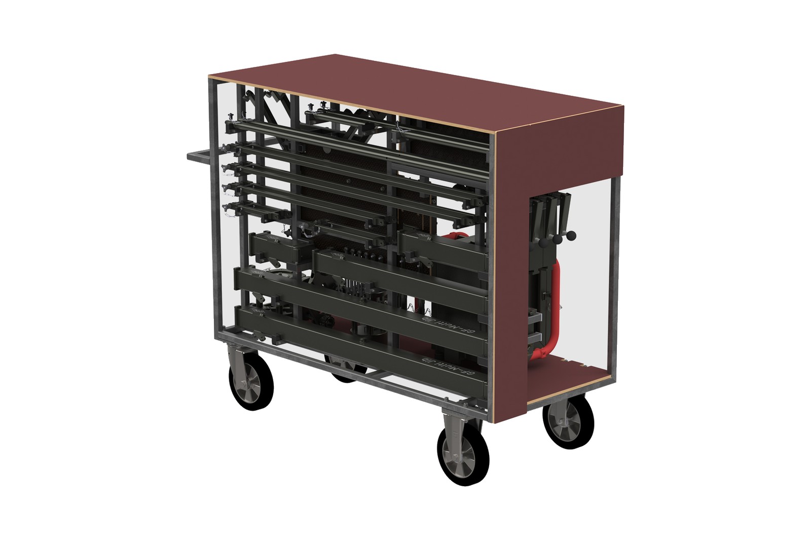 GF-Multi Jib transport trolley, all sections racked in their slots