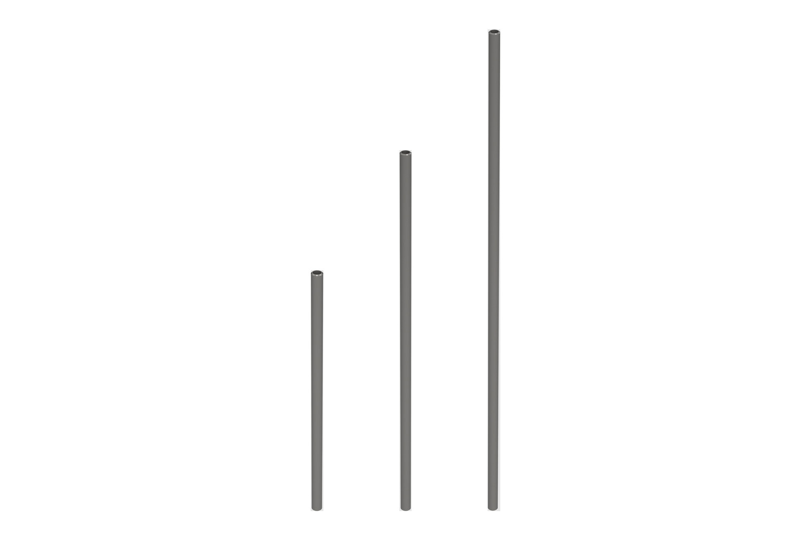 The three GF-Multi Offset Rig tube lengths side by side at true relative scale: 100, 150 and 200 cm