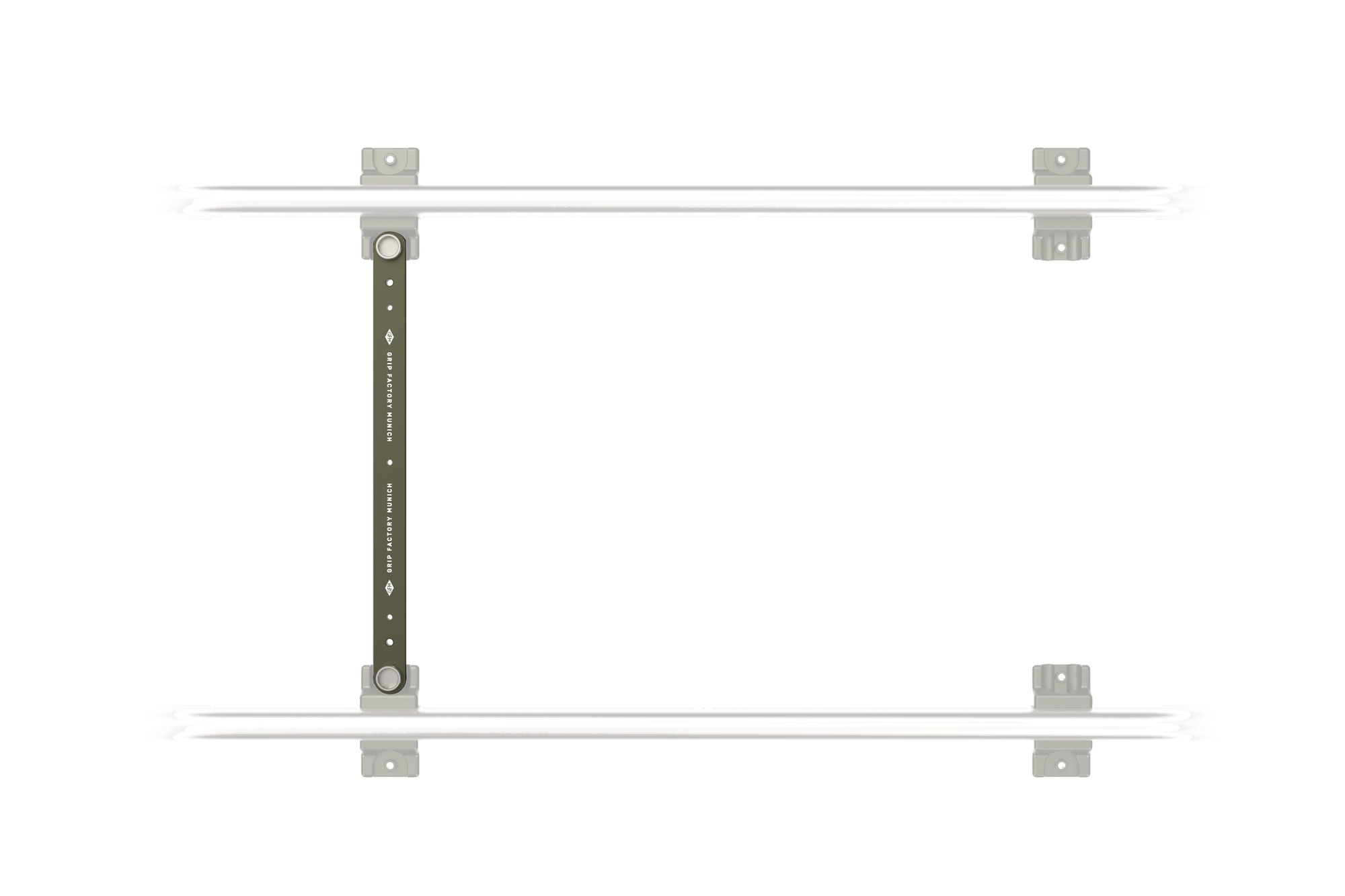 An optional sleeper attached between two GF-Steel Solo Track rails, seen from above